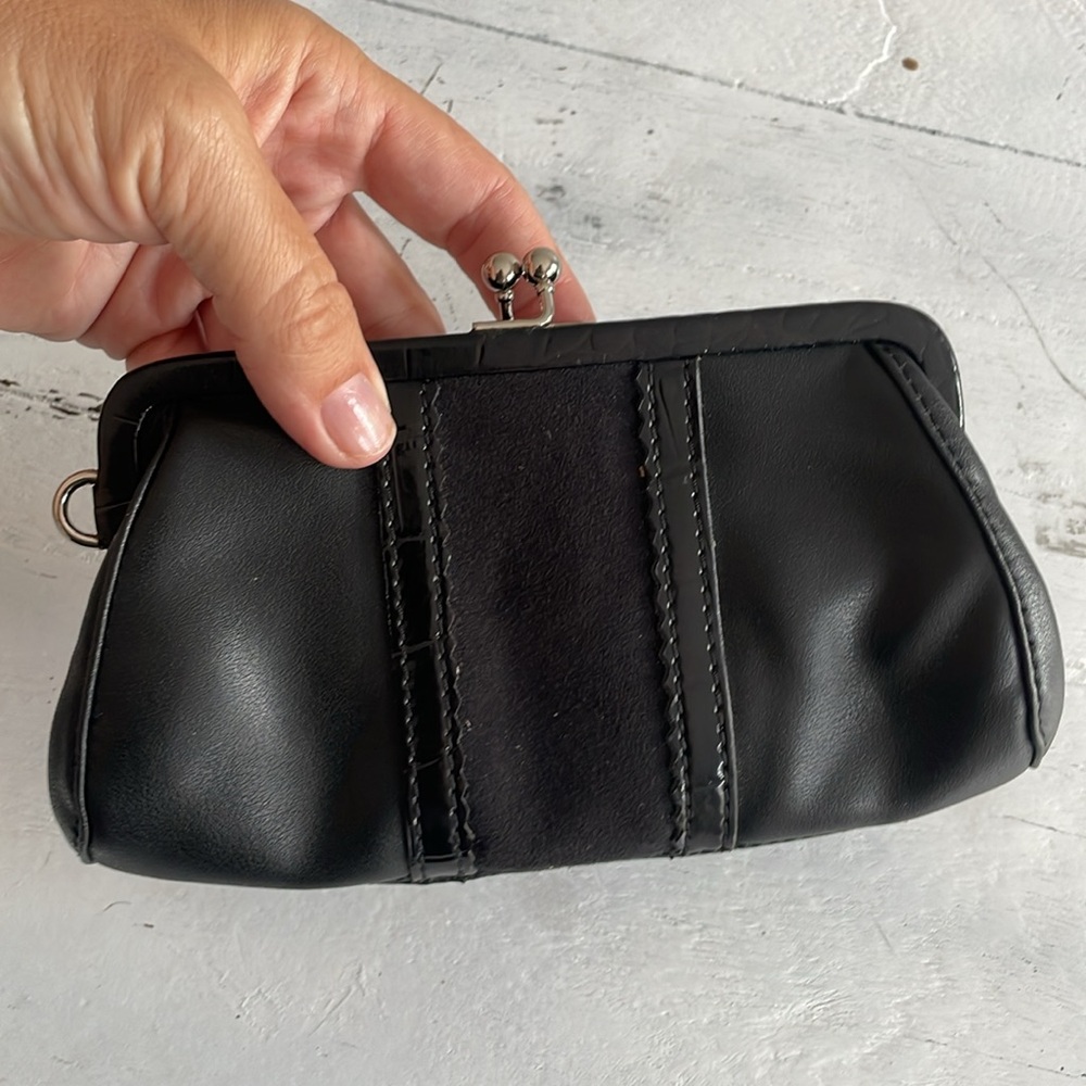 LC vegan coach style Elegant Black Clutch Bag small like new vintage